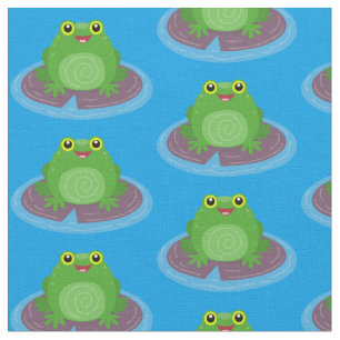 Tissu Caricature de grenouille verte mignonne