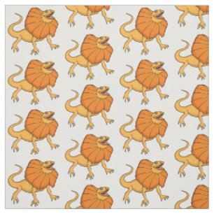 Tissu Caricature de lézard à col frisé orange