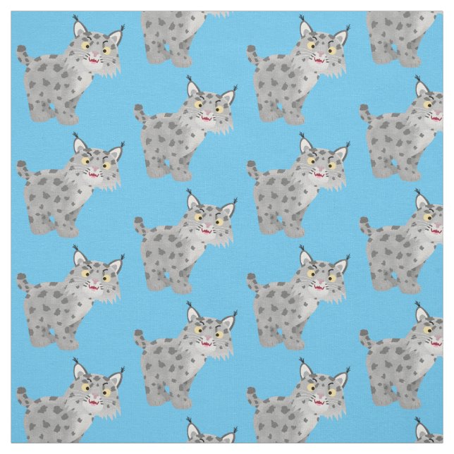 Tissu Caricature de lynx de lynx de lynx (Échantillon)