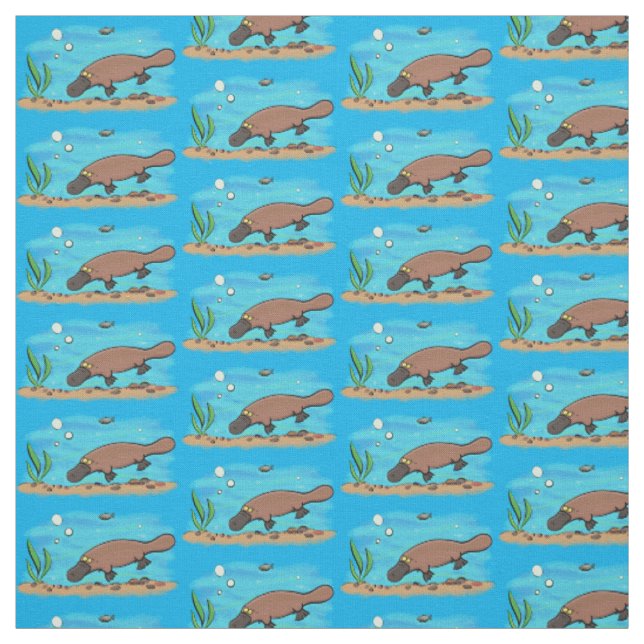 Tissu Caricature de natation de Cute platypus (Échantillon)
