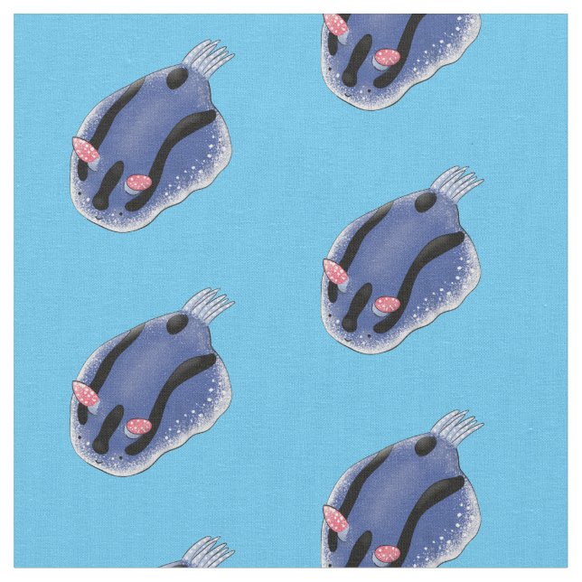 Tissu Caricature de nudibranche bleu mignon (Fermer)