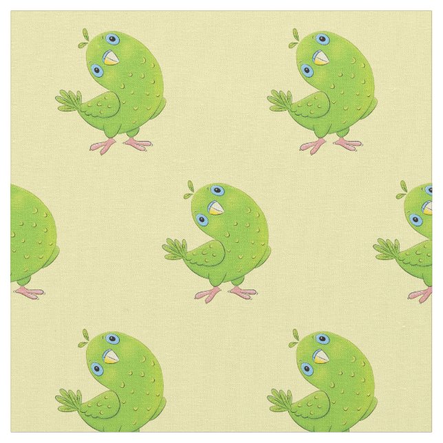 Tissu Caricature de perruche verte curieuse (Fermer)