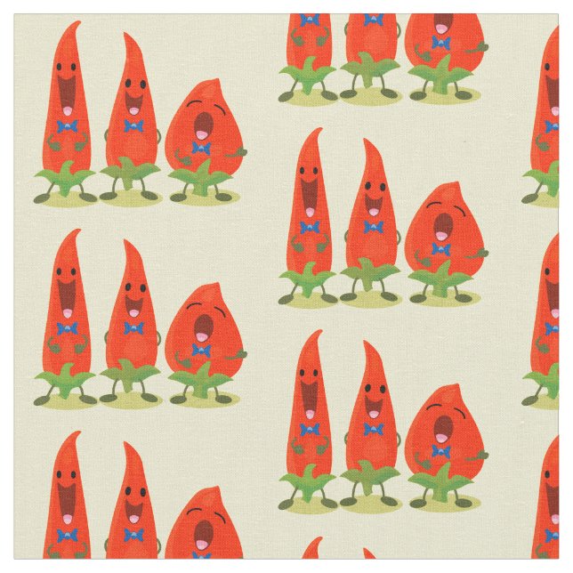 Tissu Caricature de piments chantants mignons (Fermer)