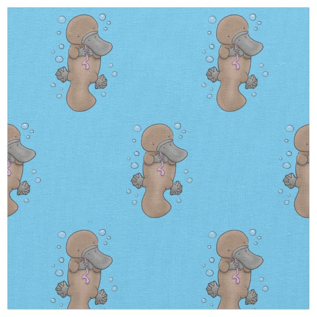 Tissu Caricature de platypus bébé très heureuse (Fermer)
