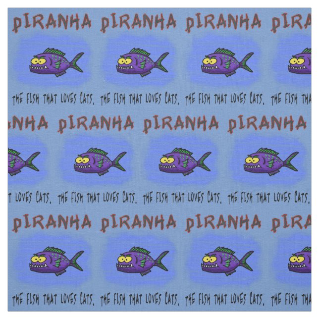 Tissu Caricature de poisson de Piranha (Échantillon)