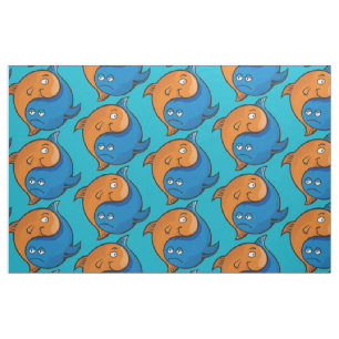 Tissu Caricature de poisson Yin Yang
