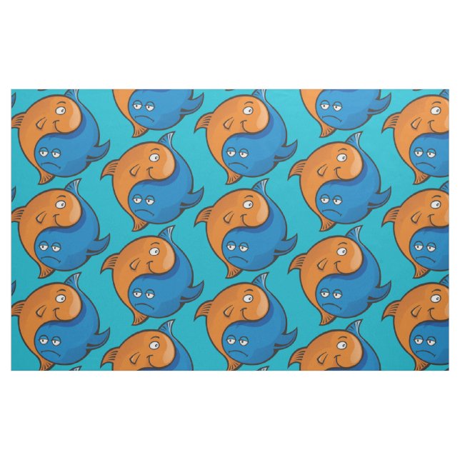 Tissu Caricature de poisson Yin Yang (Fat Quarter)