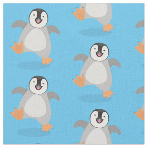 Tissu Caricature de poussin de pingouin mignon et joyeus