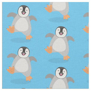 Tissu Caricature de poussin de pingouin mignon et joyeus