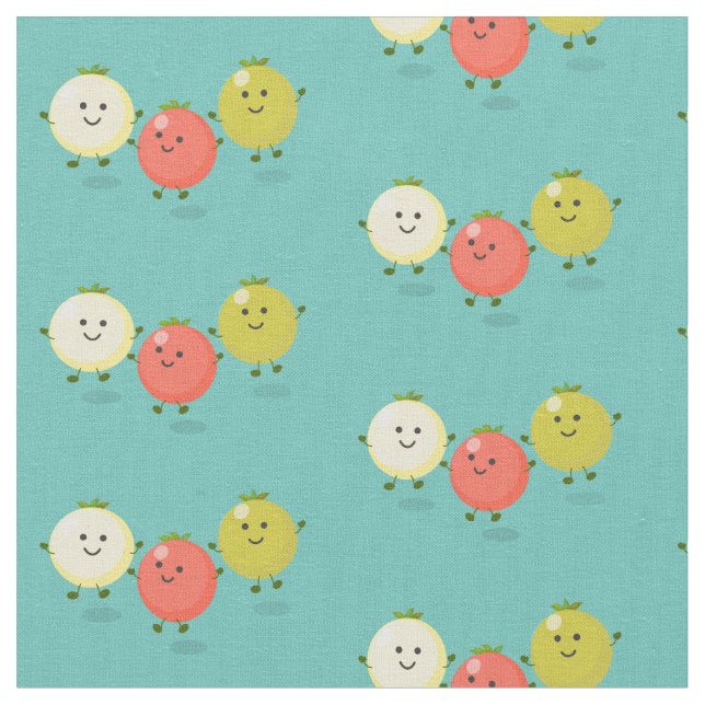 Tissu Caricature de tomates cerises mûres (Fermer)