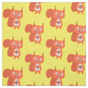 Tissu Caricature d'écureuil rouge mignon
