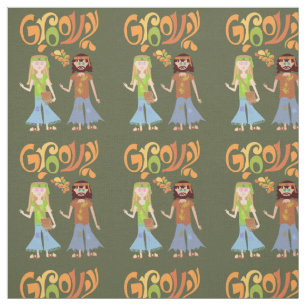 Tissu Caricature des années 70 illustrée Super