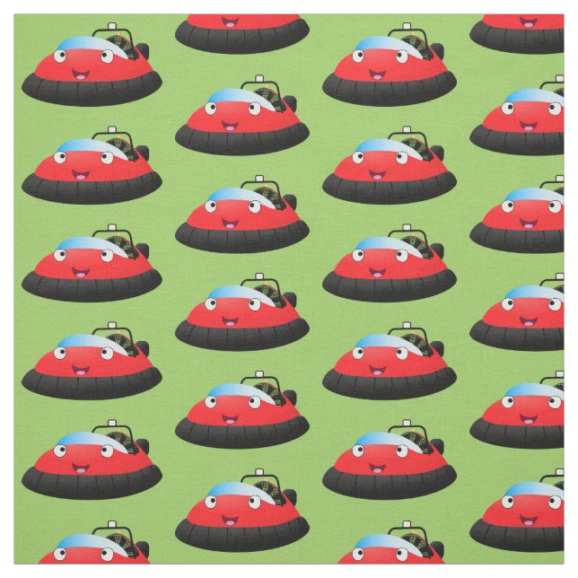 Tissu Caricature d'hovercraft rouge joyeux (Échantillon)