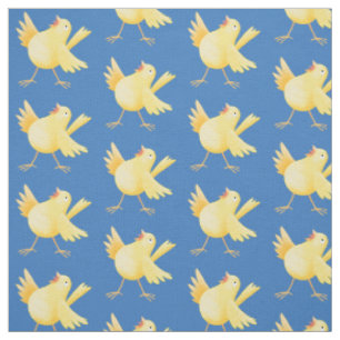 Tissu Caricature d'oiseau canari jaune chantant mignon