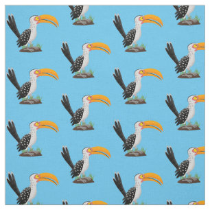 Tissu Caricature d'oiseau de safari de barbecue jaune am