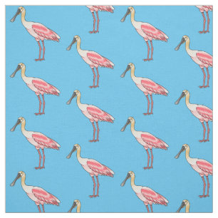 Tissu Caricature d'oiseau de spatule de rose