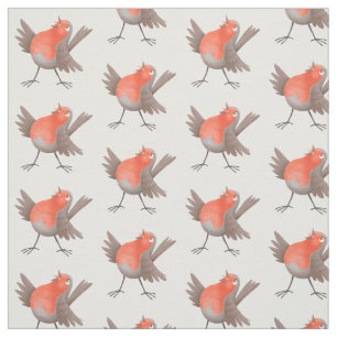 Tissu Caricature d'oiseau rouge chantant mignon