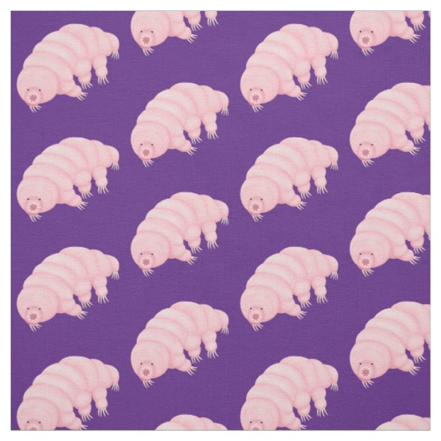 Tissu Caricature d'ours d'eau tardigrade rose mignon (Échantillon)