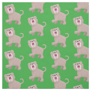 Tissu Caricature du tigre mignon Saber Toothed Smilodon