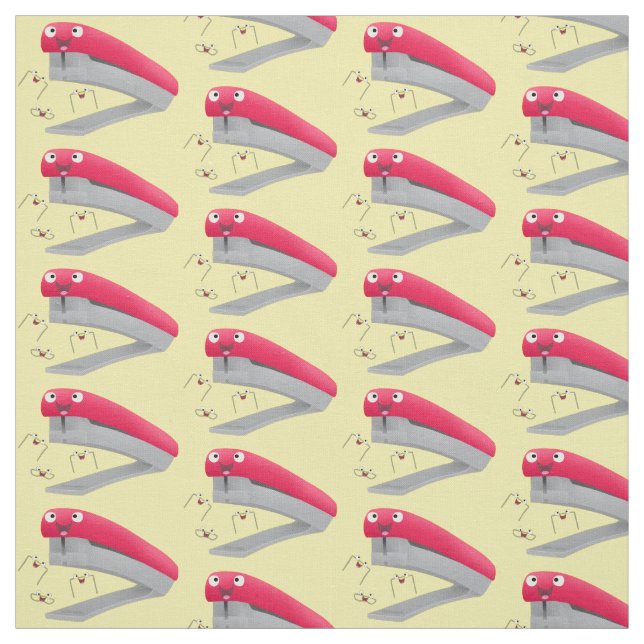 Tissu Caricature en agrafeuse rouge pâle (Échantillon)