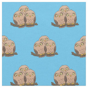 Tissu Caricature en trio de chouette