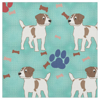 Tissu Caricature Jack Russell Terrier