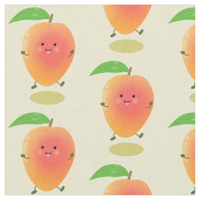 Tissu Caricature jaune mangue mignonne (Fermer)