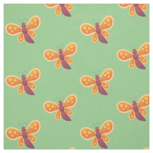 Tissu Caricature joli papillon orange (Échantillon)