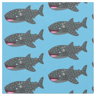 Tissu Caricature joli requin baleine joyeux