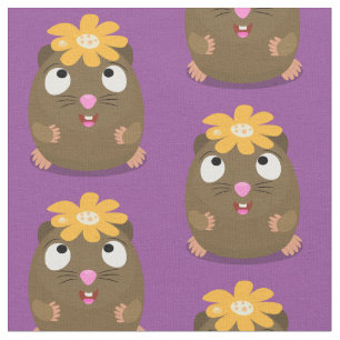 Tissu Caricature joyeuse de cobaye mignonne
