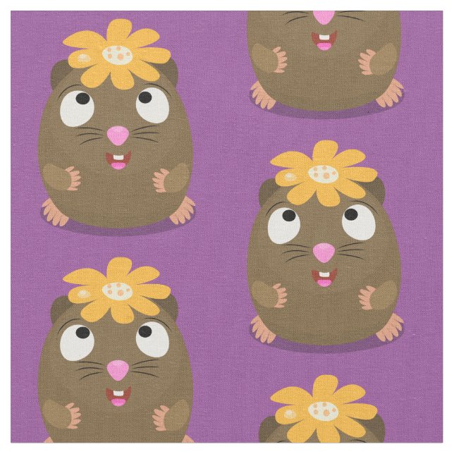 Tissu Caricature joyeuse de cobaye mignonne (Fermer)