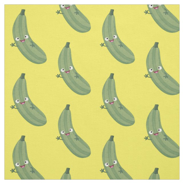 Tissu Caricature joyeux de courgettes mignonnes (Échantillon)
