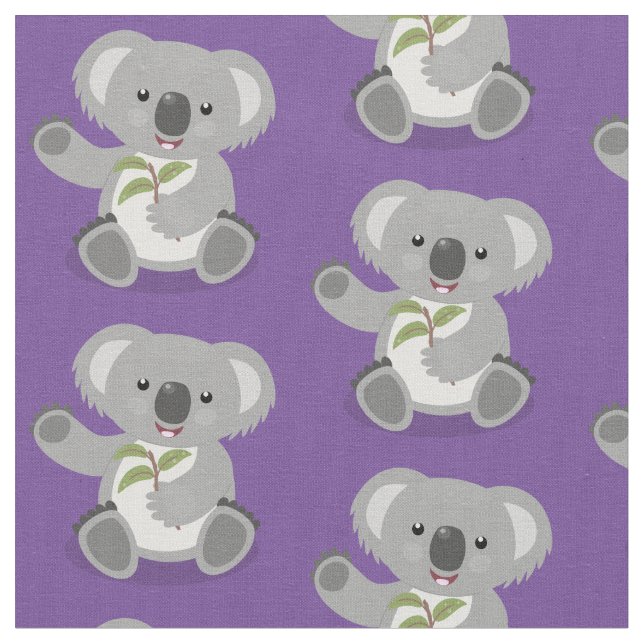 Tissu Caricature joyeux koala agitant (Fermer)