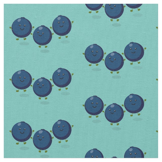 Tissu Caricature mignonne de bleuets violets (Fermer)