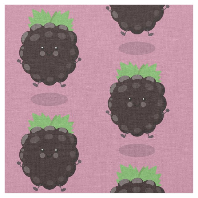 Tissu Caricature mignonne de mûre mauve de mûre mûre mau (Fermer)