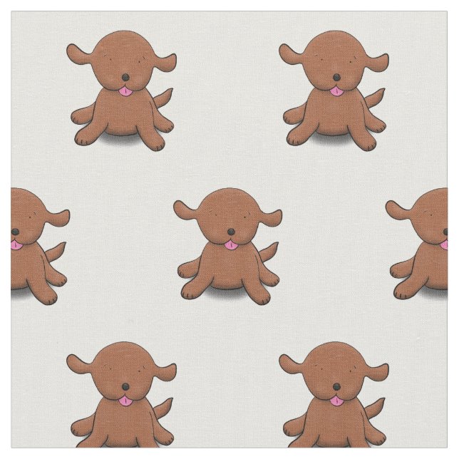 Tissu Caricature pour chien de chiot joyeux (Fermer)