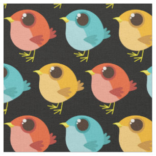 Tissu Caricature pour enfants aux oiseaux mignons
