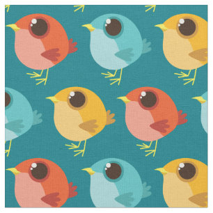 Tissu Caricature pour enfants aux oiseaux mignons