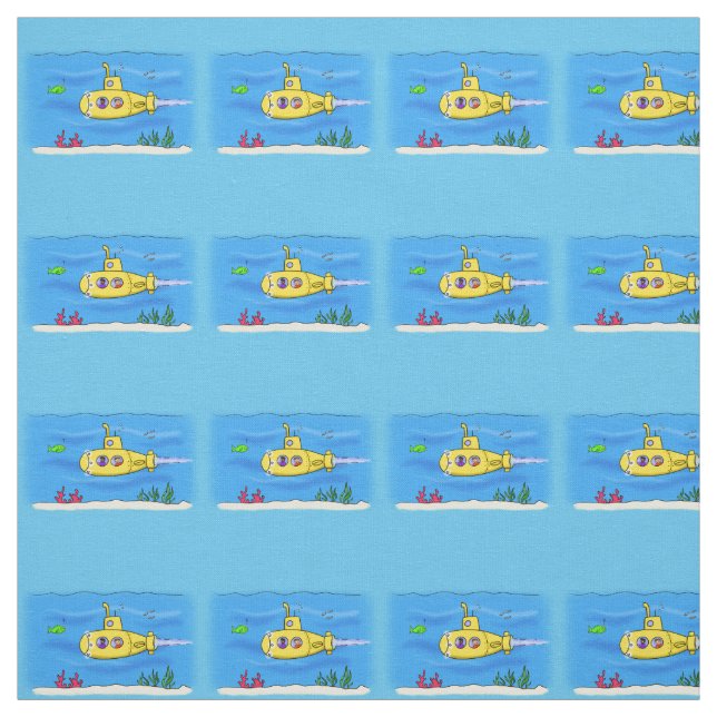 Tissu Caricature sous-marine joyeuse (Échantillon)