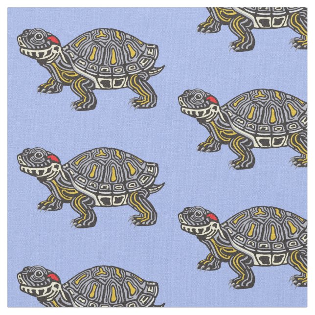 Tissu caricature tortue rouge (Fermer)