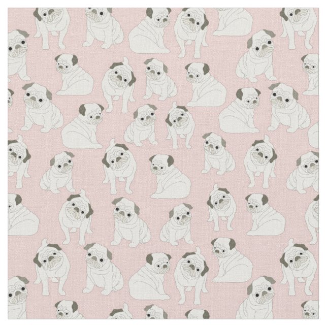 Tissu Carlin adorable sur Arrière - plan rose (Fermer)