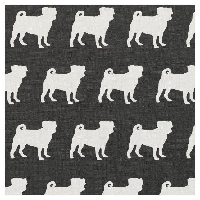Tissu Carlin chien Silhouette animal (Fermer)
