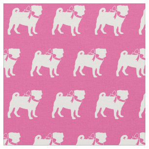 Tissu Carlin Chien Silhouette Animal rose