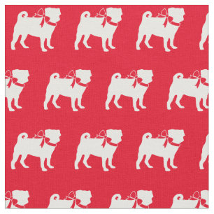 Tissu Carlin Chien Silhouette Animal Rouge