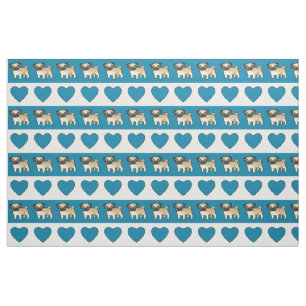 Tissu Carlins et coeurs - bleu