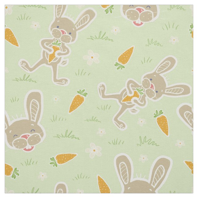 Tissu Carottes de lapin au printemps (Échantillon)