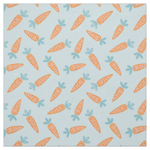 Tissu Carottes mignonnes sur bleu clair