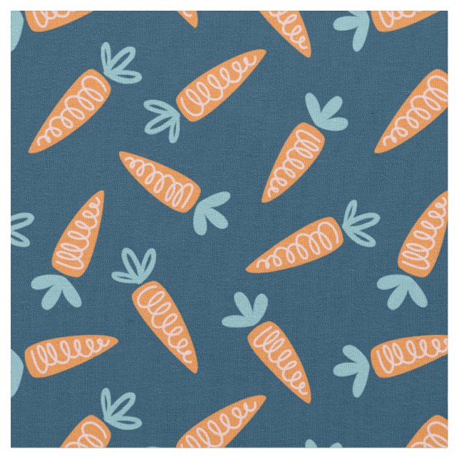 Tissu Carottes mignonnes sur la marine (Fermer)