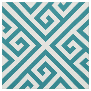 Tissu Carré en diagonale Turquoise foncé Motif de clé gr
