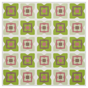 Tissu Carré moderne du milieu du siècle Vert Motif